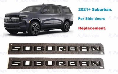 2 piezas puertas laterales negras mate letras emblema suburbano 2021+ Chevrolet Suburban Foto 1 de 4