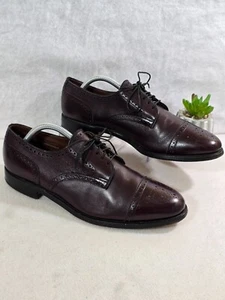 Allen Edmonds Mens Burgundy Sanford Leather Dress Shoes Cap Toe Lace Up Sz 9.5D - Picture 1 of 12