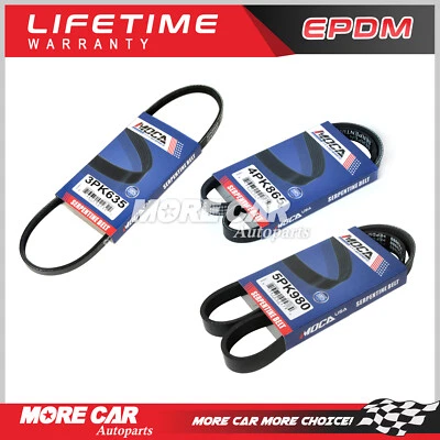 3X Serpentine Belt 3PK635 4PK865 5PK980 for 88-97 Toyota Celica Corolla 1.6 1.8L - Image 1 of 4