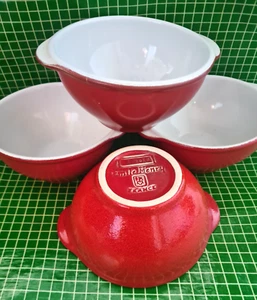 Set 4 x Emile Henry Red Vintage Soup Bowls Stoneware - Picture 1 of 3