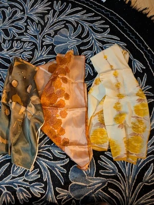 Лот из 3 винтажных женских головных шарфов с цветочным принтом ацетат сделано в Японии как есть - Изображение 1 из 4