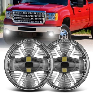 Pair LED Fog Lights Chrome Lamps For GMC Sierra 1500 07-13 2500HD 3500HD 07-14 - Picture 1 of 6