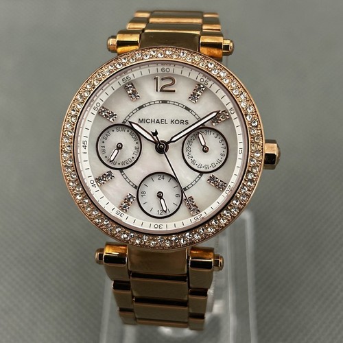 Orologio Michael Kors Donna MK 5616 Mini Parker R.G Acciaio Cristalli MOP Nuovo Batt