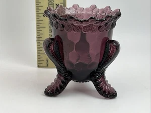 Soporte de palillo de dientes de vidrio púrpura Boyd Forget Me Not de colección pedestal óptica floral - Imagen 1 de 14