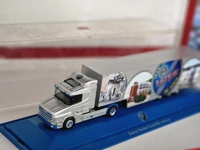 Modello Camion Herpa Scania 144  Hauber Eurokoffersattelzung - Immagine 1 di 2