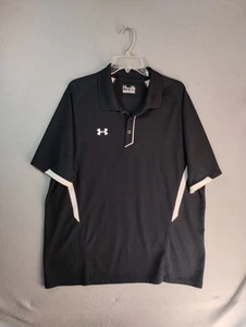 Under Armour Mens Shirt XL Black Heat Gear Polo Short Sleeve Loose Activewear - Picture 1 of 8