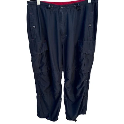 Calça paraquedas Gap vintage masculina preta carga larga paraquedista cordão cintura - Imagem 1 de 4