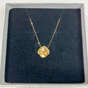 Collar trébol giratorio delicado Eva Lesco con cadena chapada en oro de 18,5" - Imagen 1 de 5
