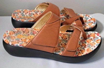 Sandalias Alegria Beatrix para mujer EE. UU. 9-10 UE 40 marrón coñac punta lazo  Foto 1 de 4