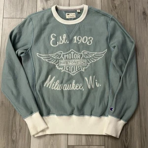 Harley Davidson x Champion x Todd Snyder Pertrol blau Milwaukee Sweatshirt Gr. S - Bild 1 von 10
