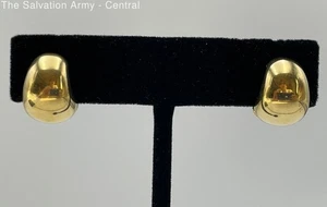 18k Yellow Gold Fine Jewelry High Polished Clip-On Hoop Earrings Pair - Picture 1 of 6