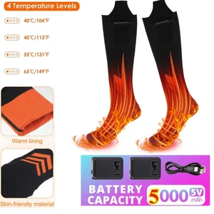 5000mAh USB Calcetines Calefactables Batería Calcetines Calentadores Calentadores de Pies Unisex Calcetines Calefactores - Imagen 1 de 10