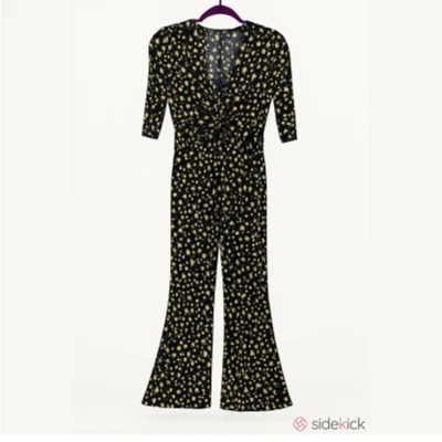 Traje de Salto Michael Michael Kors Talla XS Negro con Amarillo Floral Manga Larga Foto 1 de 4