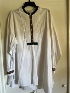Blusa túnica Maggie Barnes blanca prendedor pliegue holida cinta a cuadros talla grande botón 22W - Imagen 1 de 8