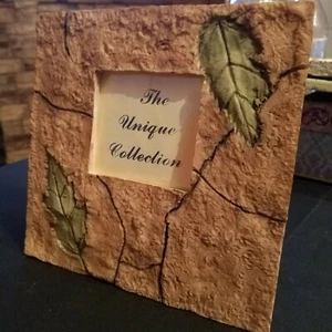 Unique Collection Picture Frame Brown Rustic Primitive Leaf Earth Wood Square - Picture 1 of 12