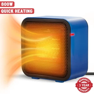 Compact 800W Ceramic Fan Space Heater, Portable Mini Desk Electric Warmer, Ov... - Picture 1 of 1