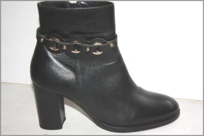 HEYRAUD Bottines Boots Cuir Lisse Noir T 38  ETAT NEUF Foto 1 de 4