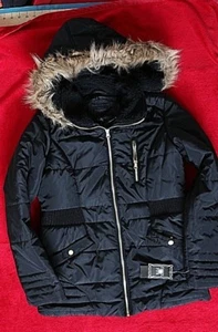Miss London Black Label Coat with Detachable Hood Size M/8,9 - Picture 1 of 2