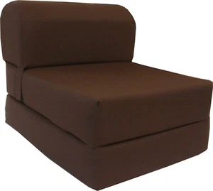 Flip Chair Folding Foam Beds, Foldable Guest Sofa Bed, Couch 6x24x70, Brown - Picture 1 of 4