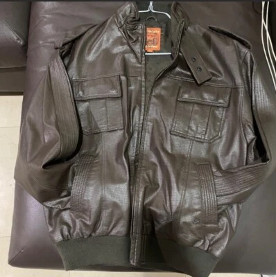 Chaqueta de cuero marrón vintage Live Mechanic clásica XXL excelente estado Foto 1 de 4