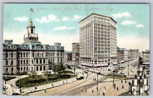 Antiguo Ayuntamiento y Majestuoso Edificio, Detroit Michigan, Postal Dietsche - Imagen 1 de 2