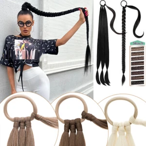 34" Braid Ponytail Wrap Extra Long Pony Tail Hair Extensions Thick Real As Human - Picture 1 of 49