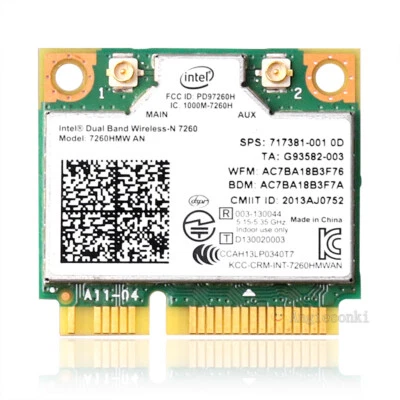 Dual Band HP 717381-001 INTEL WIRELESS N CARD 7260HMW AN 300Mpbs WLAN+BT 4.0 - Image 1 of 4