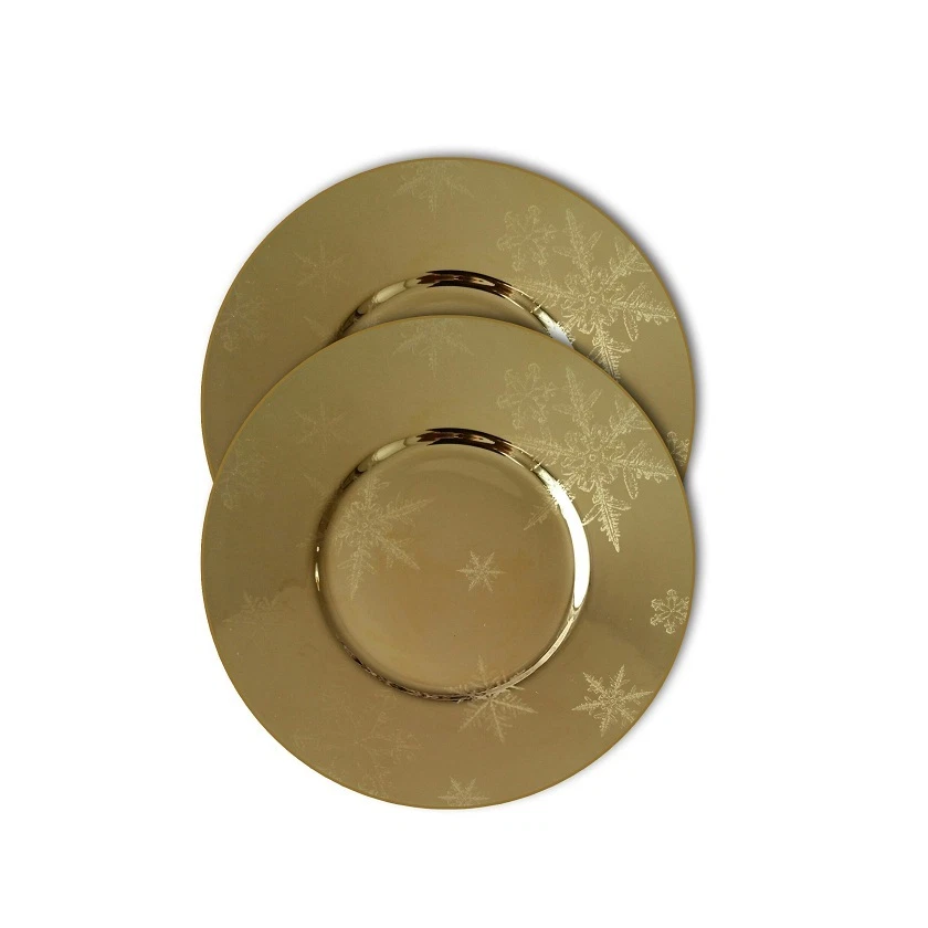 2x Rosenthal Solitaire Snowflake gold uni Plätzchenteller Unterteller 15.5 cm - Bild 1 von 1