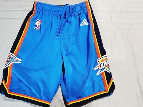 Adidas Swingman OKC Thunder Basketball Shorts Blue Youth Size Small (8) Cover