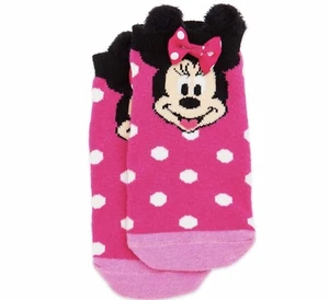 Disney Store Minnie Mouse Polka Dot Bow Kids Girls Socks L Large Shoe 1-4 - Picture 1 of 6