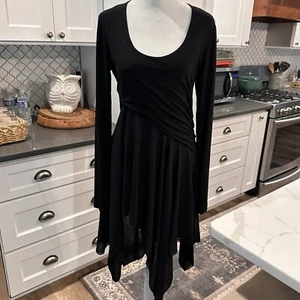 Vestido bailarina negro Donna Karan para mujer talla M seda pañuelo acanalado dobladillo transparente - Imagen 1 de 13
