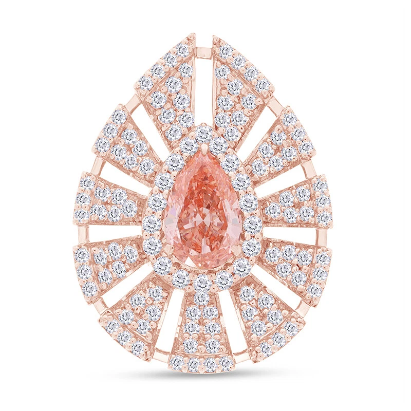 Anillo de compromiso colgante de oro de 14 quilates con forma de pera de diamantes cultivados en laboratorio de 2,80 quilates Foto 1 de 4