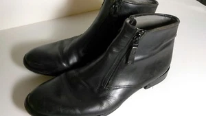 EMPORIO ARMANI -100% Leather Ankle Boots-Size Eur 48 1/2 BLACK - Picture 1 of 9
