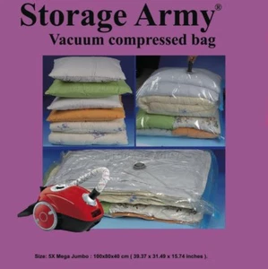 Storage Army [5er Pack Mega Jumbo] Versiegelt Komprimiert Vakuum Aufbewahrung Sparbeutel - Bild 1 von 9