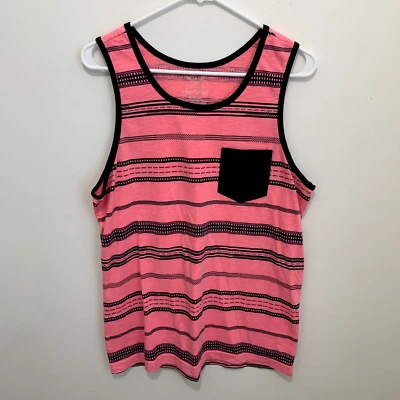 Faded Glory Pink Striped Sleeveless Tee Shirt Size Medium 38-40 Pocket Athletic - Image 1 of 4