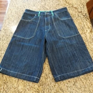 Vintage PWJ Rare Denim Jean Shorts Herren Gr. 34 (32x13) Dark Wash Y2K Skater - Bild 1 von 18
