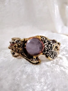 Bracelet - Handmade Brass  Copper &  Amethyst  Adjustable Cuff - Picture 1 of 3