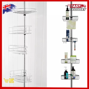 Luxury Telescopic Metal Spring Tension Pole 4 Shelf Corner Bathtub Shower Caddy - Picture 1 of 9