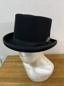 Bailey Of Hollywood Tall Crown /Top Hat / Wool / Medium / Cyber Punk Black New - Picture 1 of 18