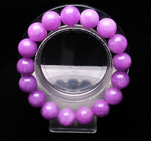 12.2mm Genuine Natural Purple Kunzite Crystal Round Beads Bracelet AAA