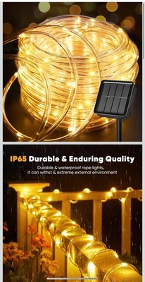 Brightown Solar Rope Lights 39FT 100LED Outdoor Solar String Lights IP65 Wate... - Image 1 of 4
