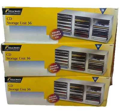 VINTAGE Fellowes CD Storage Unit Rack Shelf Lot Of 3 - 36 Each/108 Total 90s NEW - Image 1 of 4