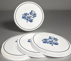 (4) Pfaltzgraff Yorktowne Brenner Abdeckung Emaille Stahl Metall blau Blumen 10 5/8" - Bild 1 von 16