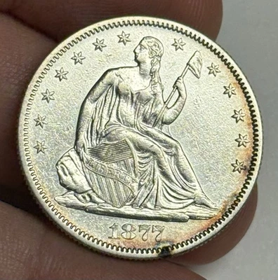 AU 1877-S Seated Liberty Half Dollar (cleaned) U.S. 50c Type Silver Coin - Image 1 of 4