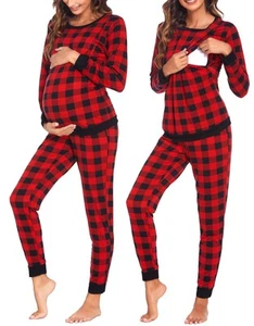 Nursing Pajama Set Long Sleeve Maternity Sleepwear Labor Delivery Pjs Breastf... - Picture 1 of 6