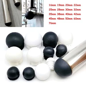 16-76mm Black/White Domed Round Plastic Blanking End Cap Caps Tube Pipe Inserts - Picture 1 of 9