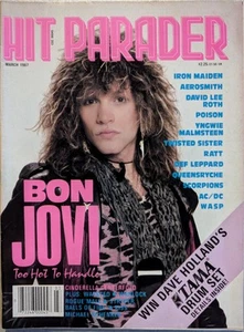 Hit Parader Magazine March 1987 Bon Jovi, Maiden, Peter Criss, KISS, Poison,Ratt - Picture 1 of 22
