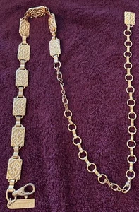 Vintage New York Studio Brass Retro Dangle Erotic Chain Belt 32” - 40” - Picture 1 of 9