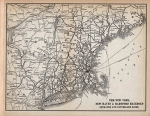 Mapa ferroviario antiguo de Nueva York New Haven y Hartford 1915 mapa ferroviario 2446 - Imagen 1 de 3
