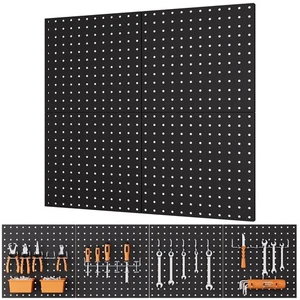 4 Stück 12"x12" Schwarz Metall Lochwand Platten Schwerlast Lochwand Wand Organizer... - Bild 1 von 7